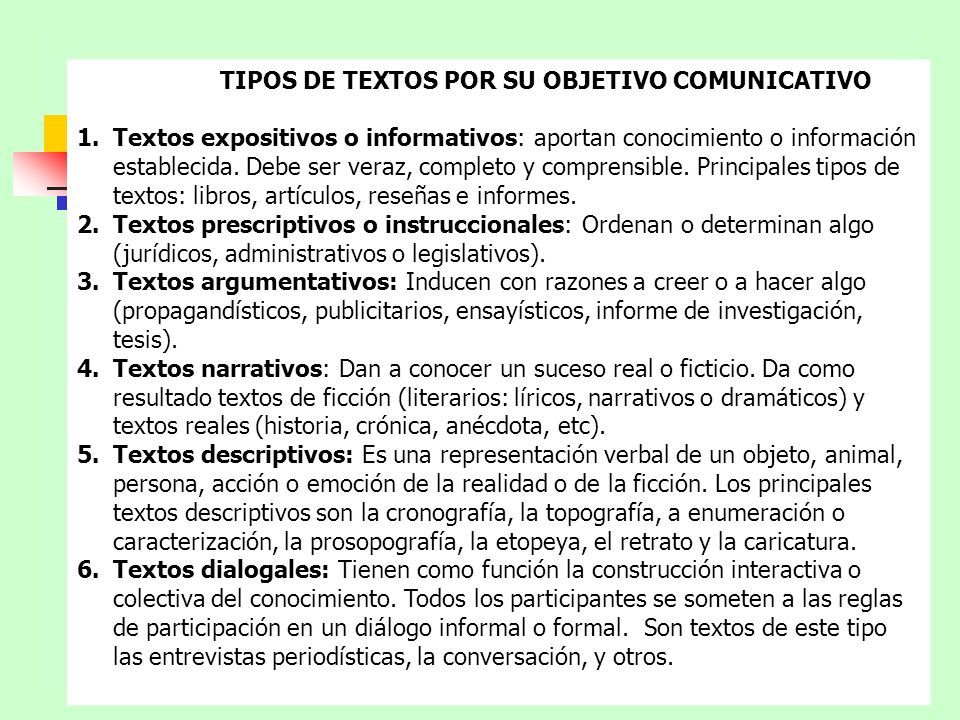 TIPOS DE TEXTOS POR SU OBJETIVO COMUNICATIVO