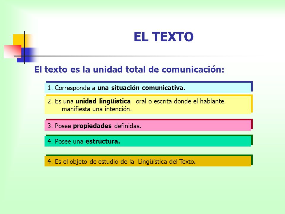 EL TEXTO El texto es la unidad total de comunicación: