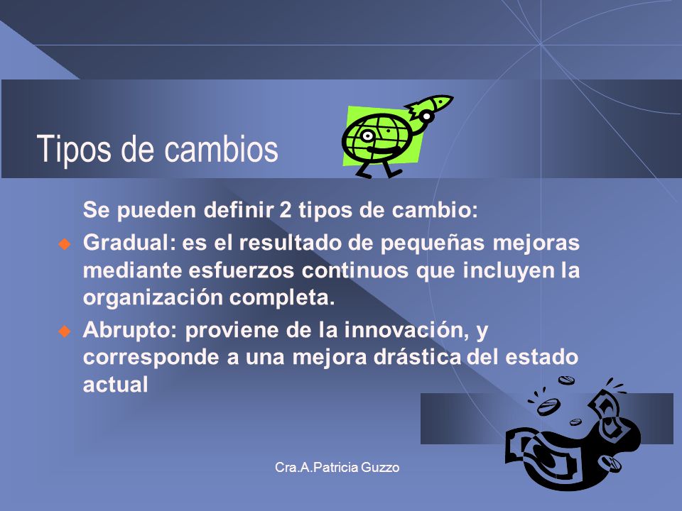 Tipos de cambios Se pueden definir 2 tipos de cambio: