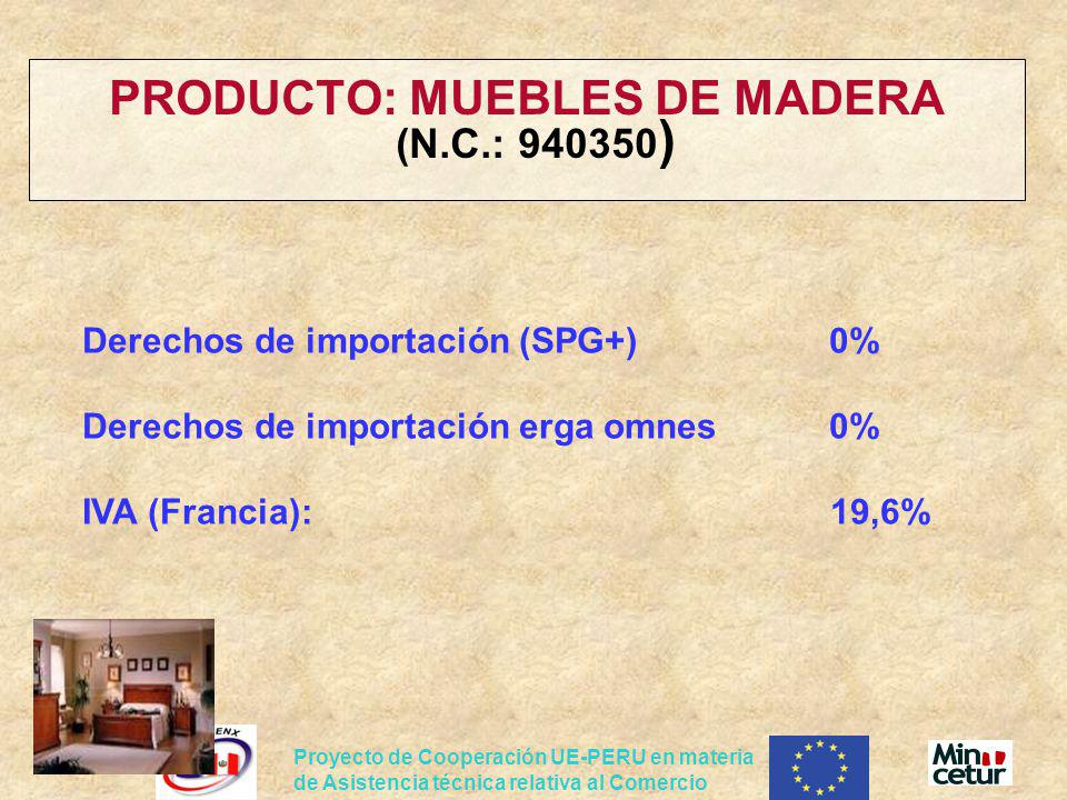 PRODUCTO: MUEBLES DE MADERA (N.C.: )