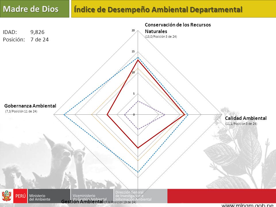 Madre de Dios Índice de Desempeño Ambiental Departamental IDAD: 9,826