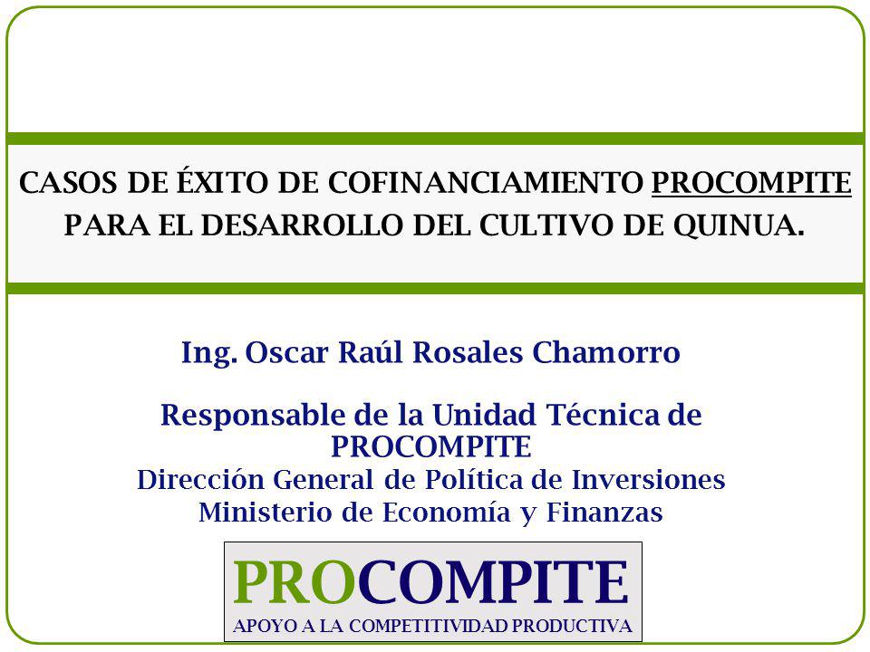 CASOS DE ÉXITO DE COFINANCIAMIENTO PROCOMPITE PARA EL DESARROLLO DEL CULTIVO DE QUINUA.
