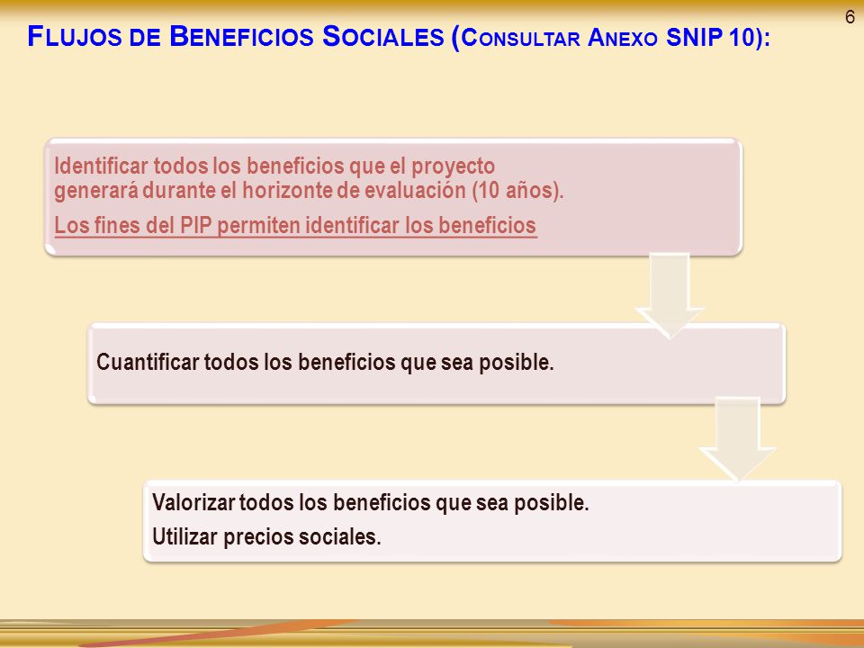 Flujos de Beneficios Sociales (Consultar Anexo SNIP 10):