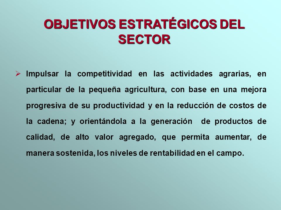 OBJETIVOS ESTRATÉGICOS DEL SECTOR
