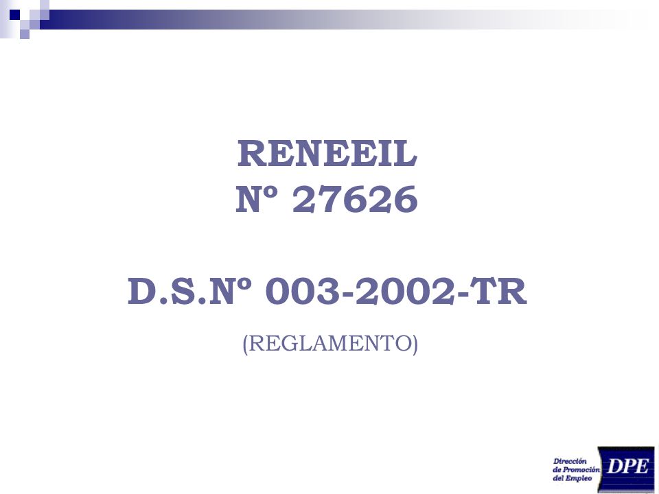 RENEEIL Nº D.S.Nº TR (REGLAMENTO)