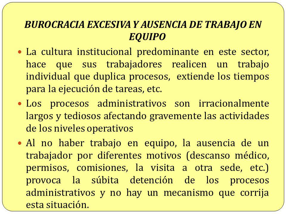 BUROCRACIA EXCESIVA Y AUSENCIA DE TRABAJO EN EQUIPO
