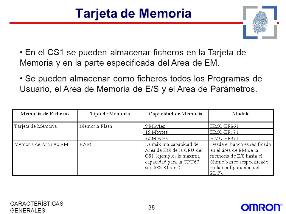 Tarjeta de Memoria En el CS1 se pueden almacenar ficheros en la Tarjeta de Memoria y en la parte especificada del Area de EM.