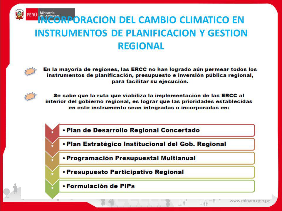 INCORPORACION DEL CAMBIO CLIMATICO EN INSTRUMENTOS DE PLANIFICACION Y GESTION REGIONAL