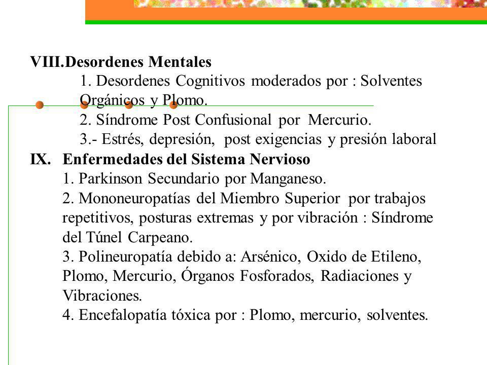 Desordenes Mentales IX. Enfermedades del Sistema Nervioso. 1. Parkinson Secundario por Manganeso.