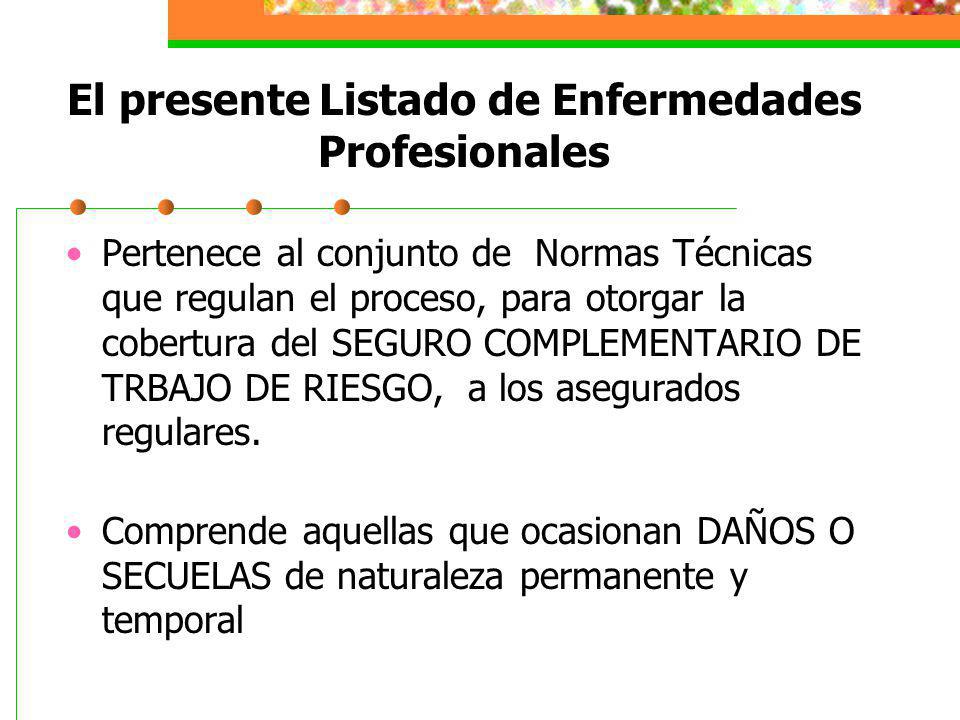 El presente Listado de Enfermedades Profesionales