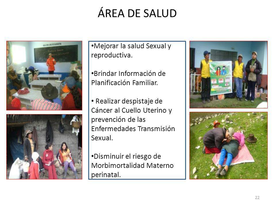 ÁREA DE SALUD Mejorar la salud Sexual y reproductiva.