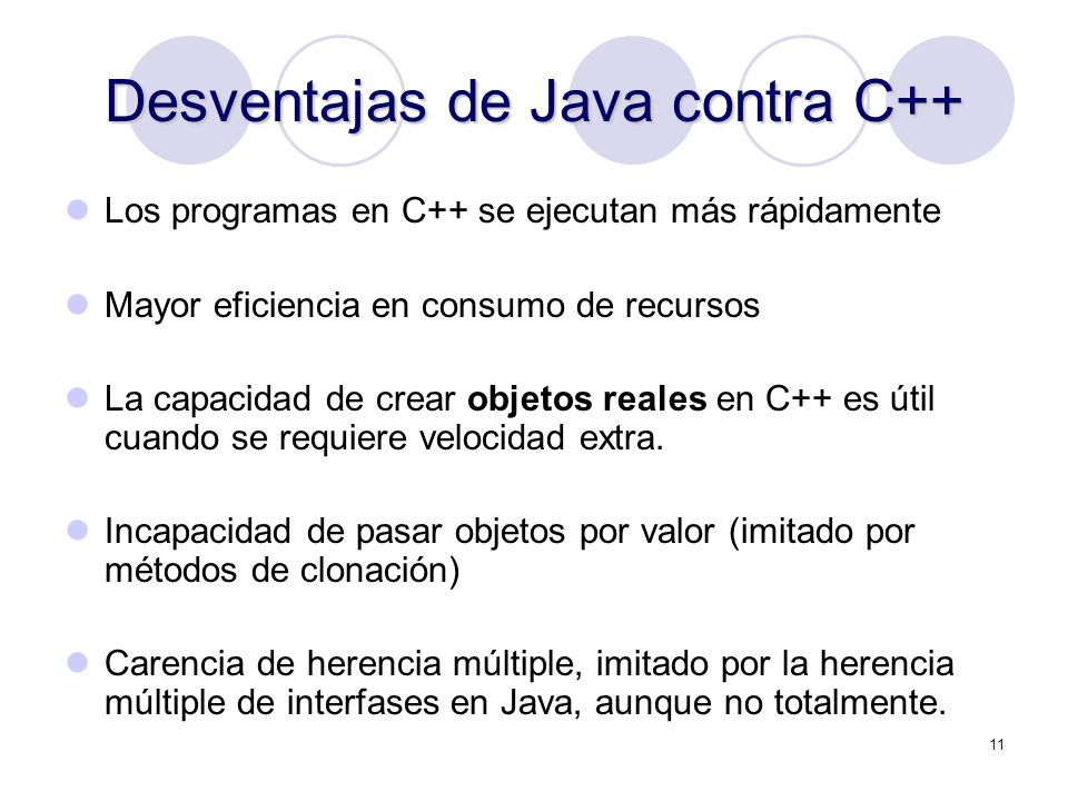 Desventajas de Java contra C++
