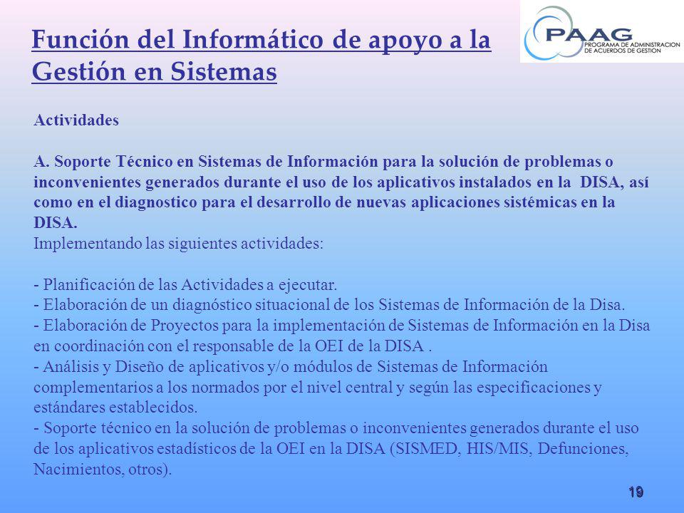 Función del Informático de apoyo a la Gestión en Sistemas