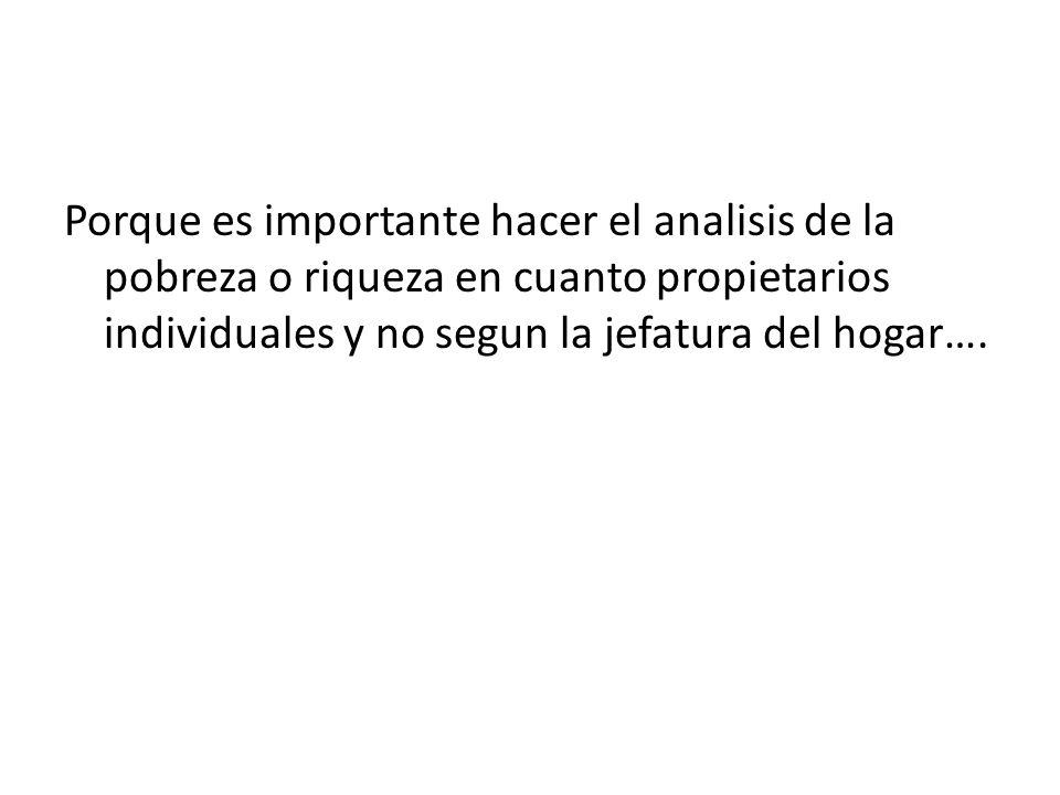 Porque es importante hacer el analisis de la pobreza o riqueza en cuanto propietarios individuales y no segun la jefatura del hogar….