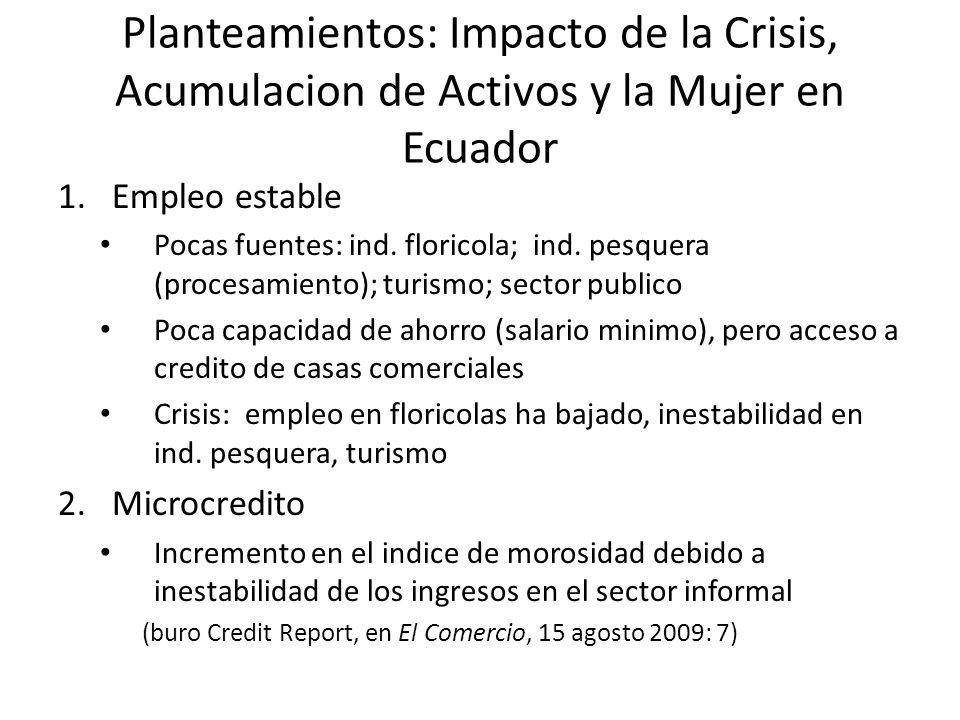 Planteamientos: Impacto de la Crisis, Acumulacion de Activos y la Mujer en Ecuador