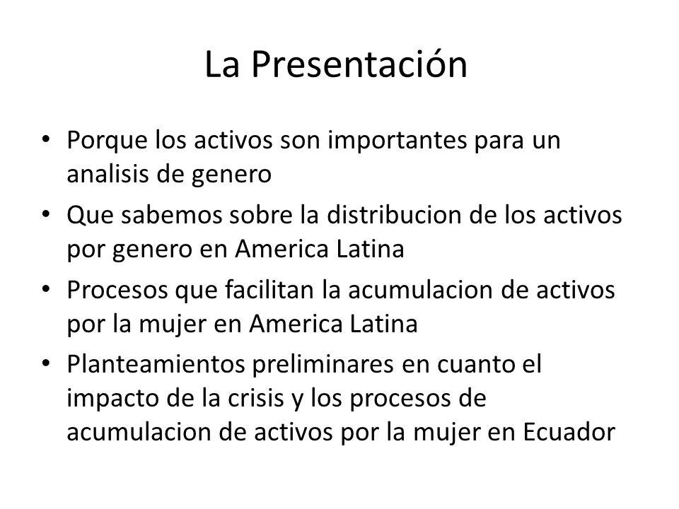 La Presentación Porque los activos son importantes para un analisis de genero.