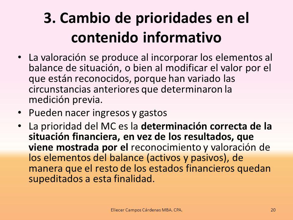 3. Cambio de prioridades en el contenido informativo