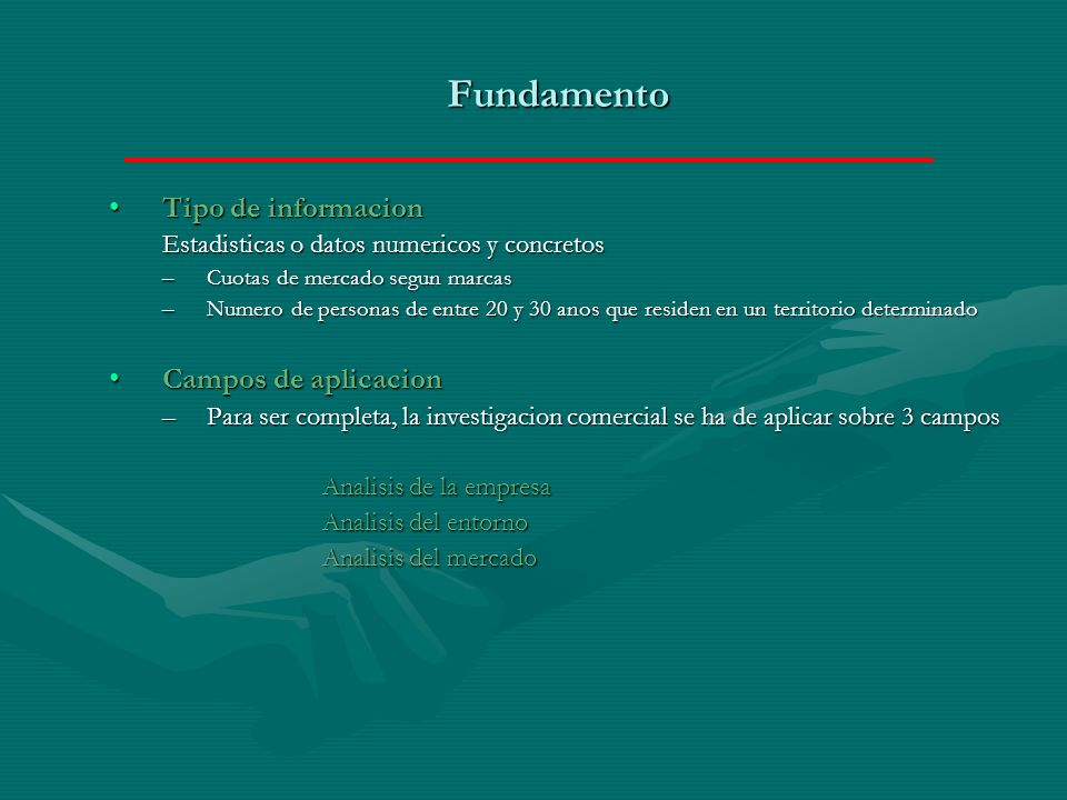 Fundamento Tipo de informacion Campos de aplicacion