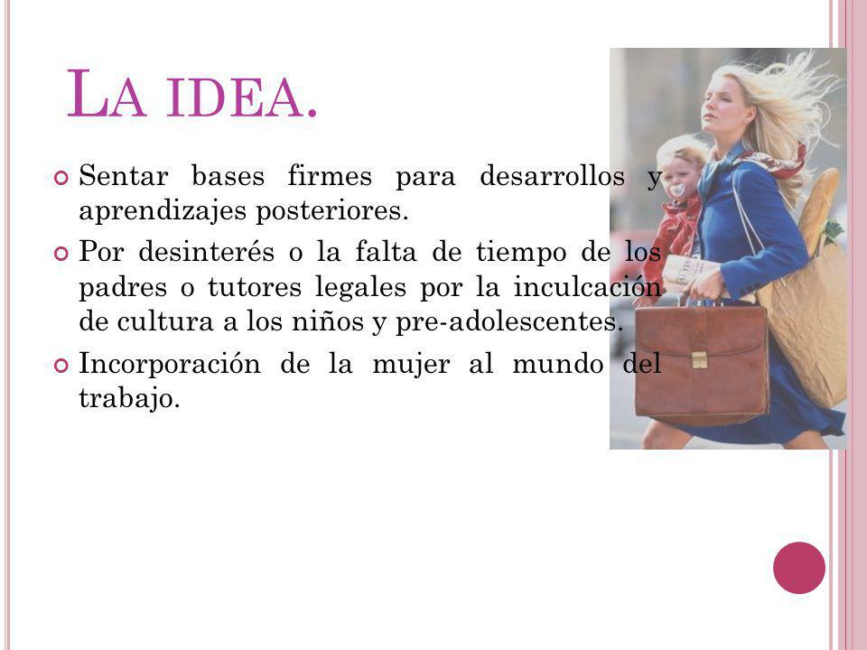 La idea. Sentar bases firmes para desarrollos y aprendizajes posteriores.