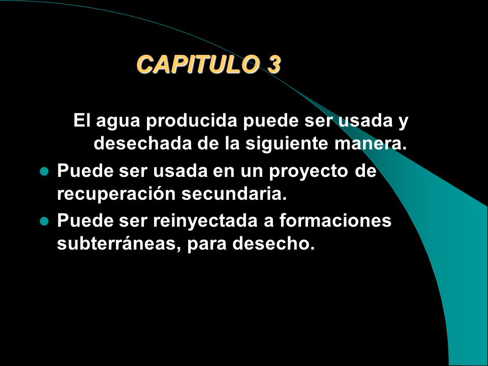 El agua producida puede ser usada y desechada de la siguiente manera.