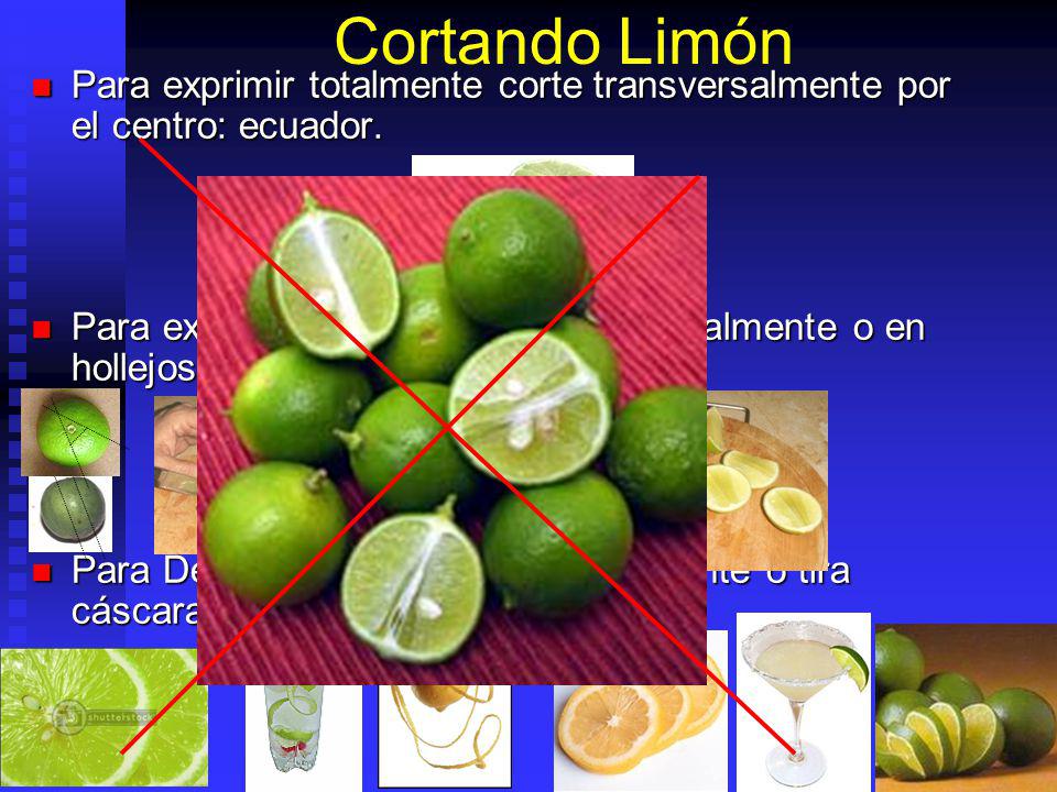 Cortando Limón Para exprimir totalmente corte transversalmente por el centro: ecuador.