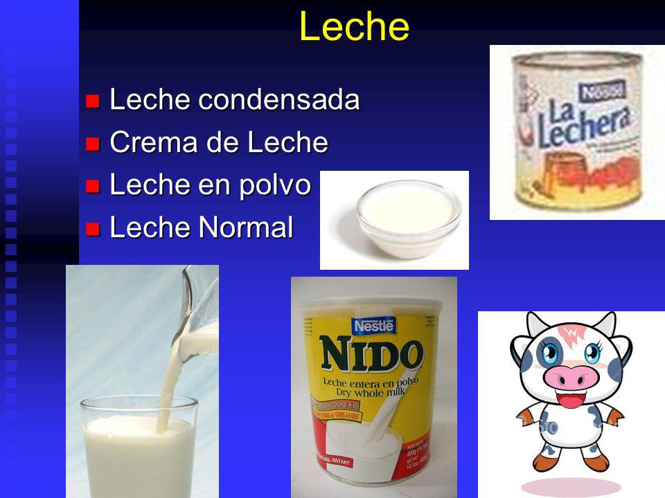 Leche Leche condensada Crema de Leche Leche en polvo Leche Normal