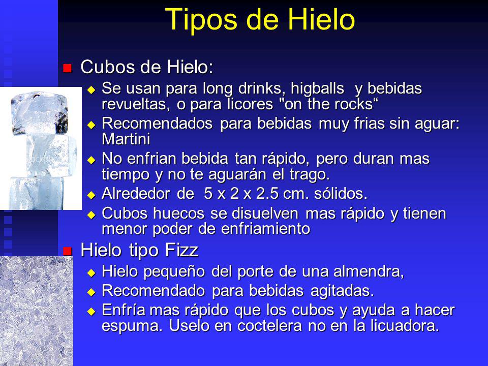 Tipos de Hielo Cubos de Hielo: Hielo tipo Fizz