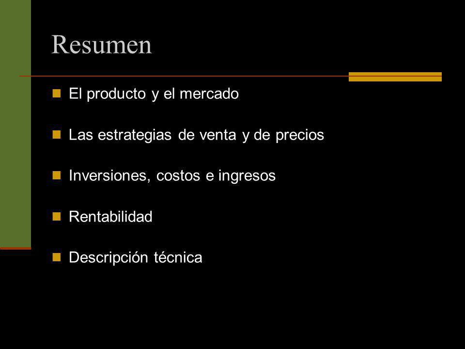Resumen El producto y el mercado Las estrategias de venta y de precios