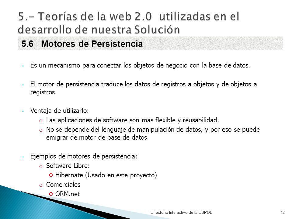 5.- Teorías de la web 2.0 utilizadas en el desarrollo de nuestra Solución