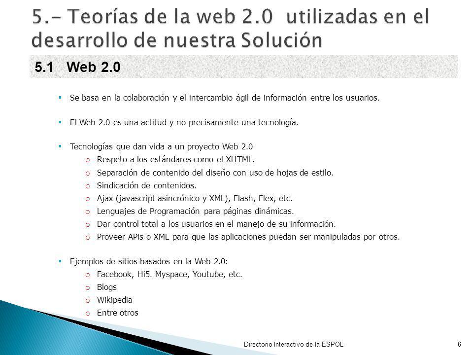5.- Teorías de la web 2.0 utilizadas en el desarrollo de nuestra Solución