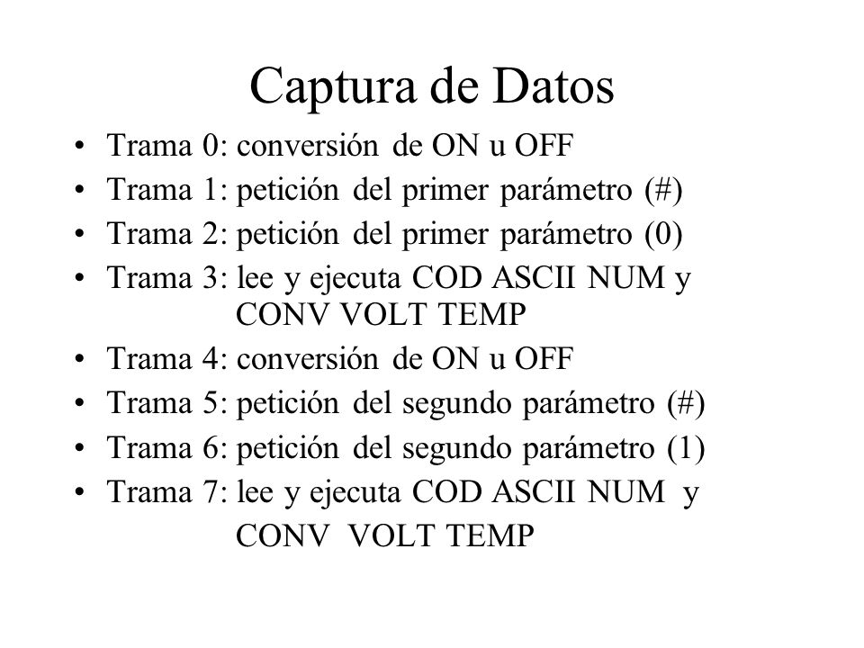 Captura de Datos Trama 0: conversión de ON u OFF