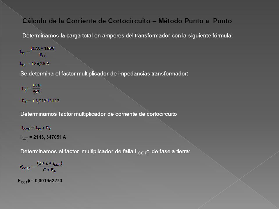 Cálculo de la Corriente de Cortocircuito – Método Punto a Punto