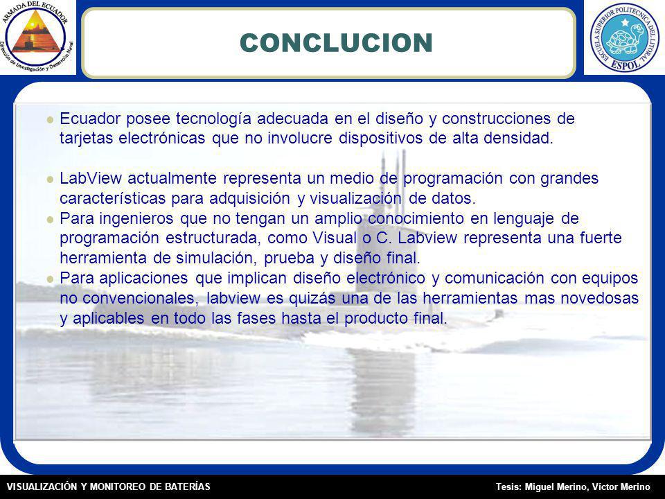 CONCLUCION Ecuador posee tecnología adecuada en el diseño y construcciones de. tarjetas electrónicas que no involucre dispositivos de alta densidad.