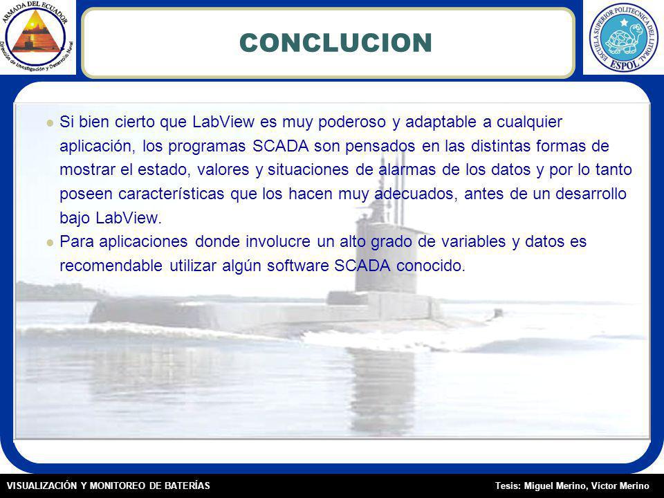 CONCLUCION Si bien cierto que LabView es muy poderoso y adaptable a cualquier.