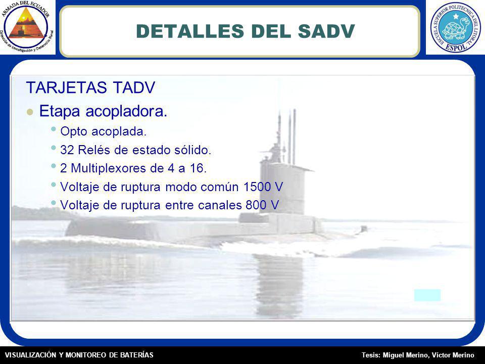 DETALLES DEL SADV TARJETAS TADV Etapa acopladora. Opto acoplada.