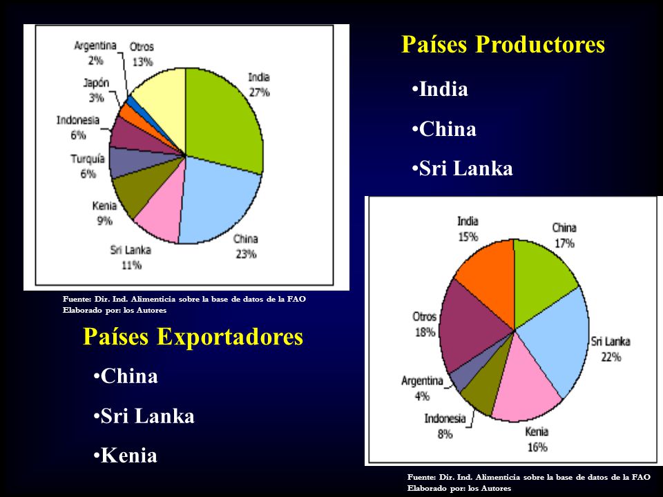 Países Productores Países Exportadores India China Sri Lanka China