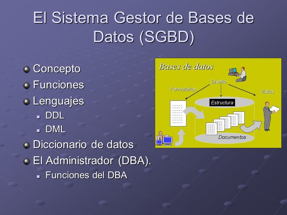 El Sistema Gestor de Bases de Datos (SGBD)