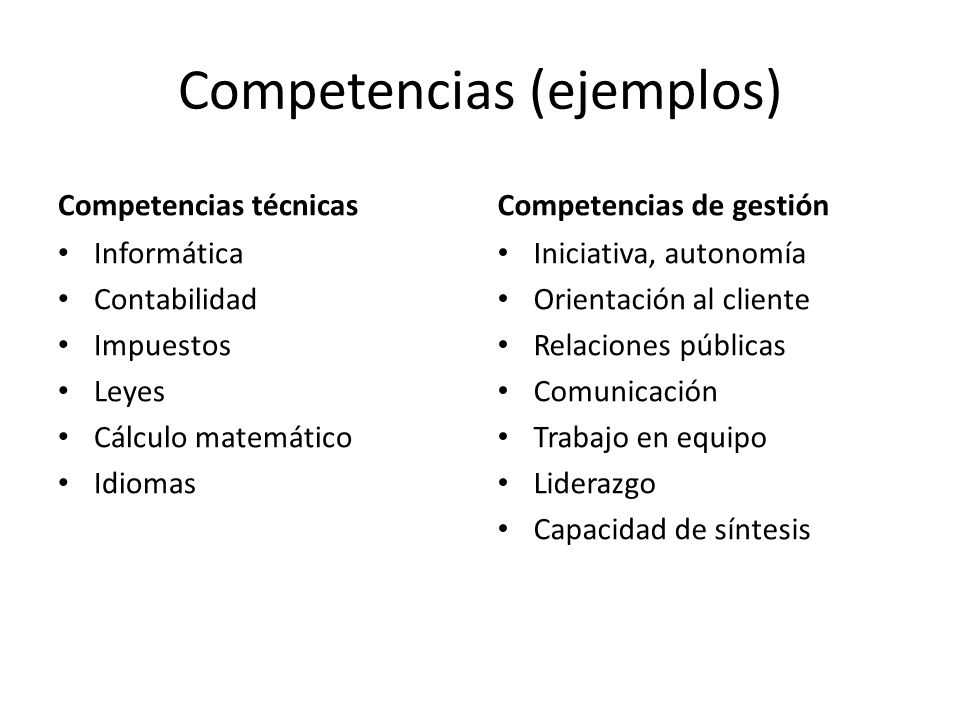 Competencias (ejemplos)