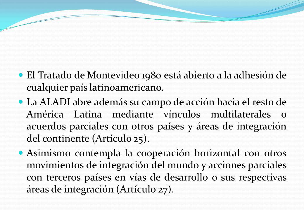 El Tratado de Montevideo 1980 está abierto a la adhesión de cualquier país latinoamericano.