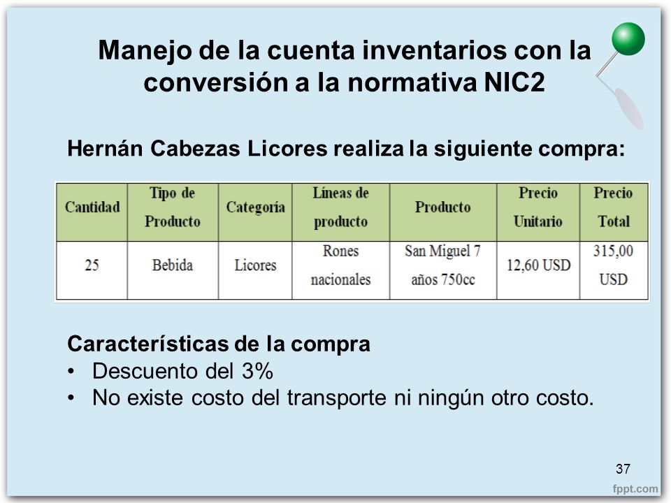 Manejo de la cuenta inventarios con la conversión a la normativa NIC2