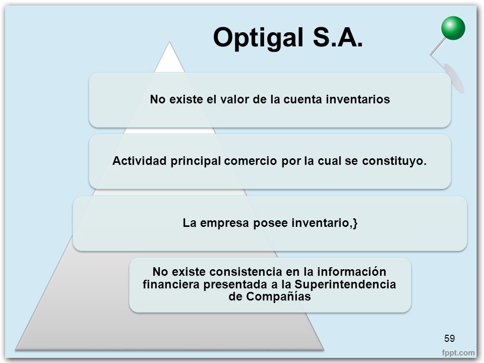 Optigal S.A. No existe el valor de la cuenta inventarios