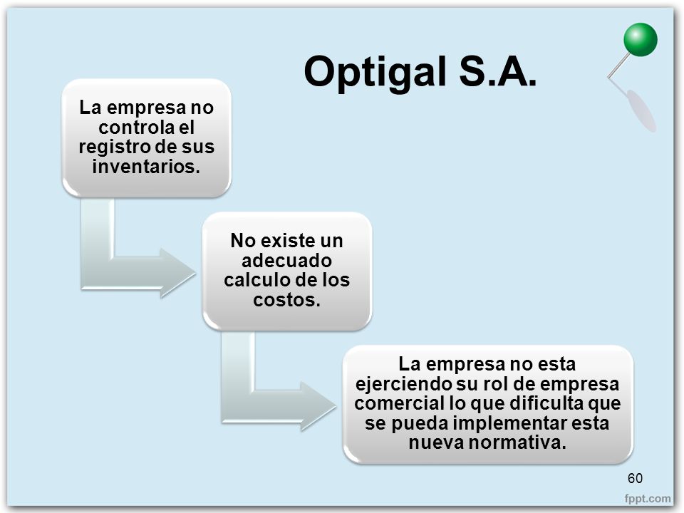 Optigal S.A. La empresa no controla el registro de sus inventarios.