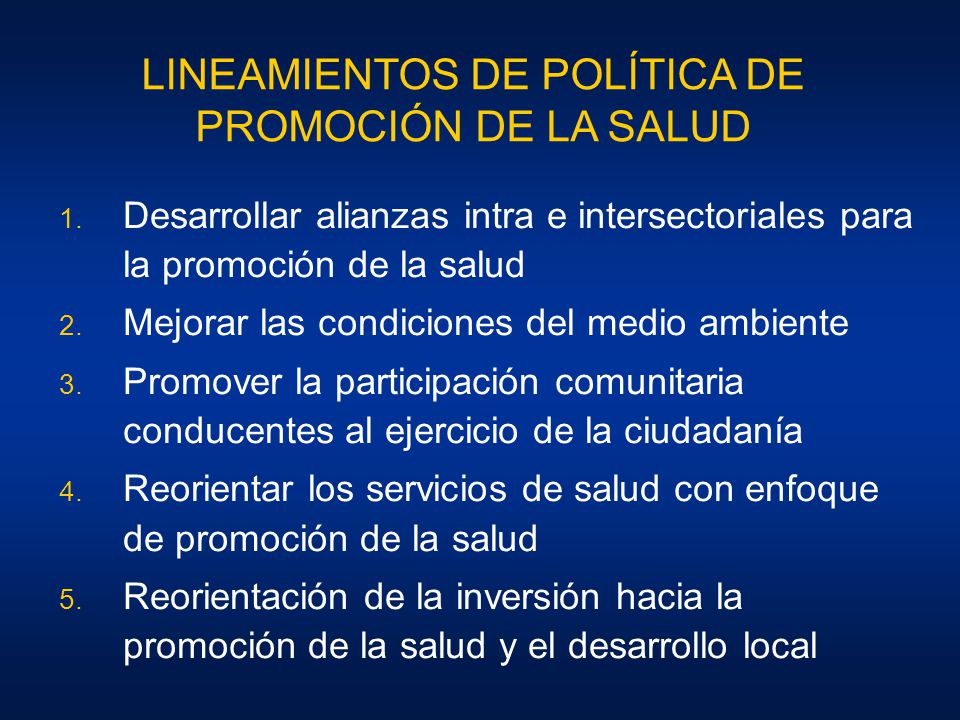 LINEAMIENTOS DE POLÍTICA DE PROMOCIÓN DE LA SALUD