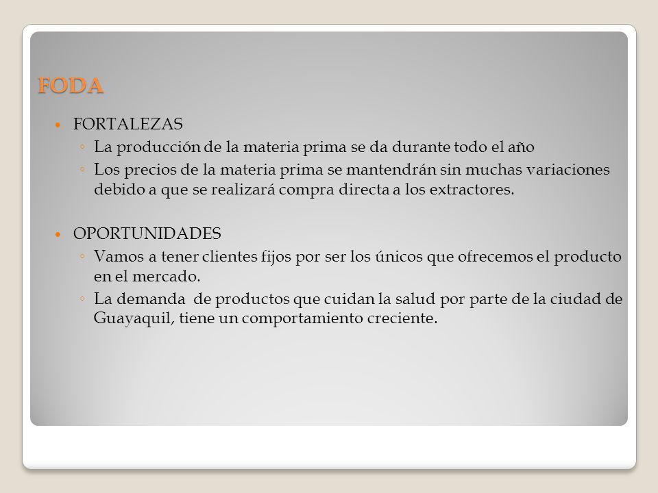 FODA FORTALEZAS. La producción de la materia prima se da durante todo el año.