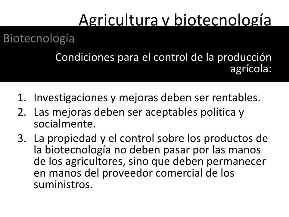 Agricultura y biotecnología