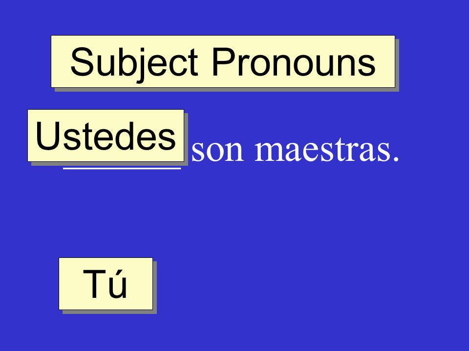Subject Pronouns Ustedes ______ son maestras. Tú