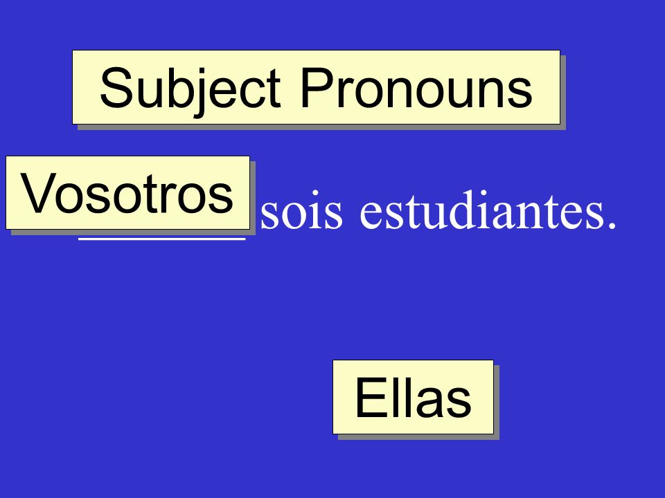 Subject Pronouns Vosotros ______ sois estudiantes. Ellas