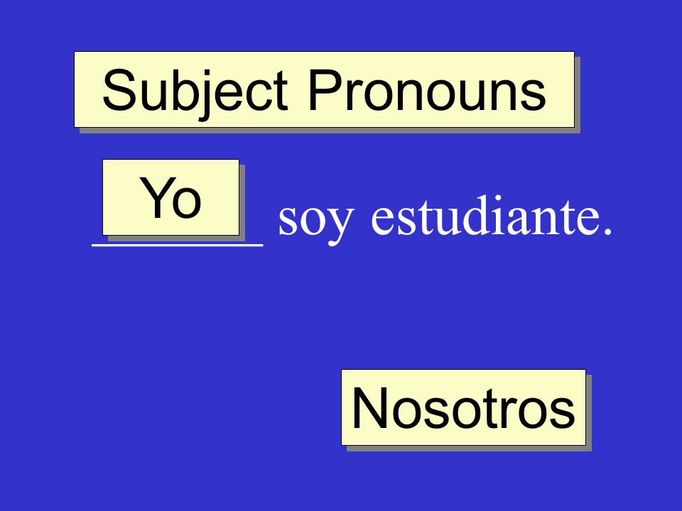 Subject Pronouns Yo ______ soy estudiante. Nosotros