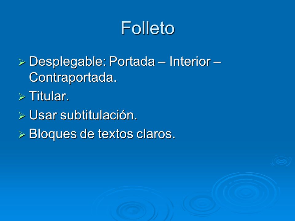 Folleto Desplegable: Portada – Interior – Contraportada. Titular.