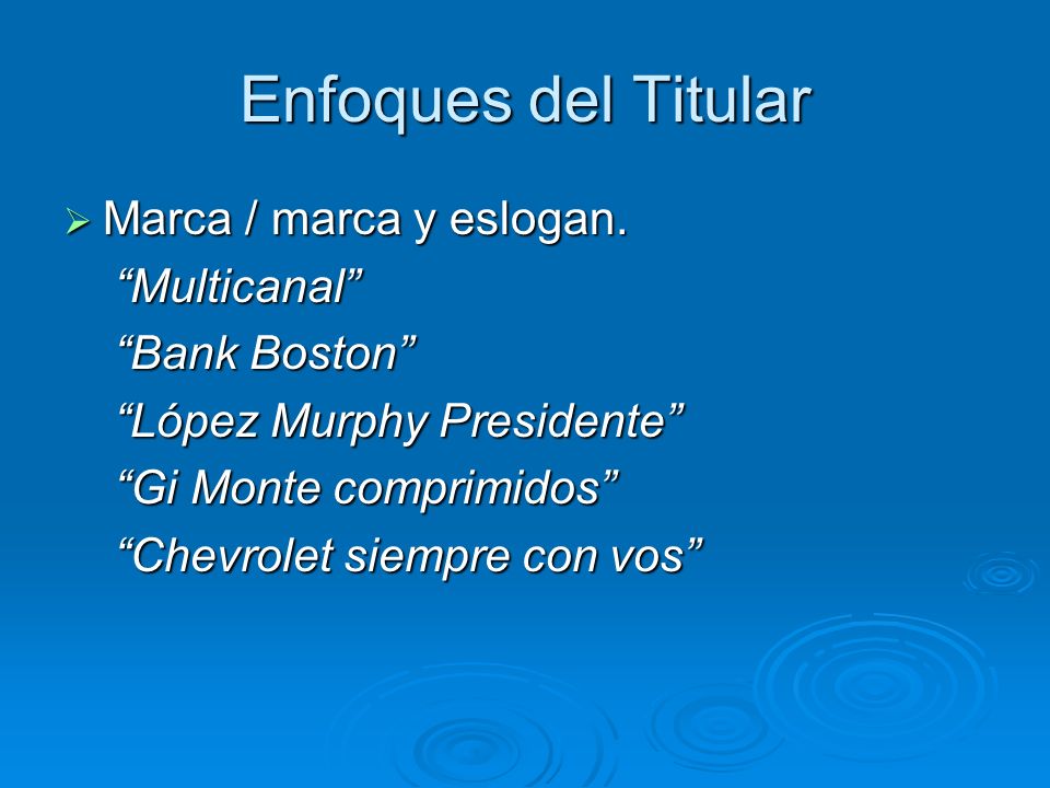 Enfoques del Titular Marca / marca y eslogan. Multicanal